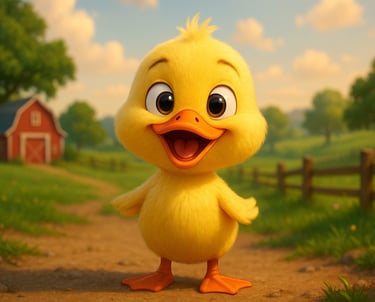 Animated duck character Luigi from Barnyard Buddies teaching numbers.