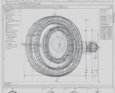 A close-up of a computer screen displaying intricate CAD designs.