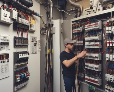 a bunch of electrical equipment in a room