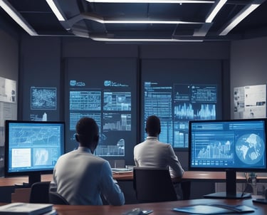 A modern government office with digital tools and technology.