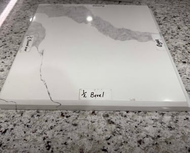 Angled beveled countertop edge for contemporary kitchens