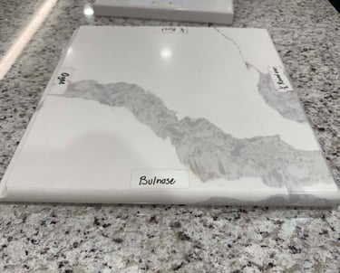 Full bullnose countertop edge with smooth rounded finish