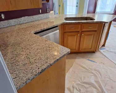 Stone countertops installed in custom kitchen remodel