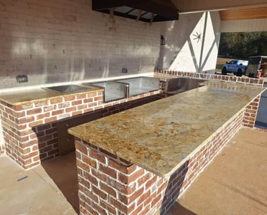 Close-up of granite edge detail with bullnose finish