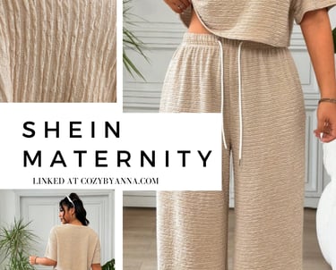 SHEIN apricot plus-size lounge set with relaxed top and drawstring waist pants for cozy everyday wea