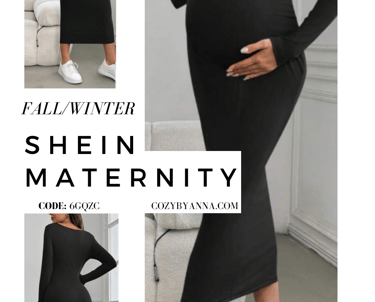 Shein solid color stand collar long sleeve casual maternity dress comfortable and versatile pregnant