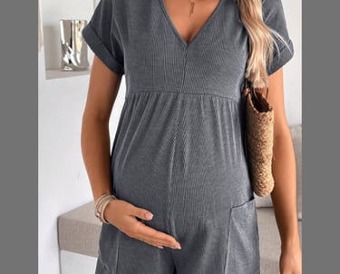 Sleeveless striped maternity jumpsuit for summer – casual lightweight one-piece outfit for pregnant 