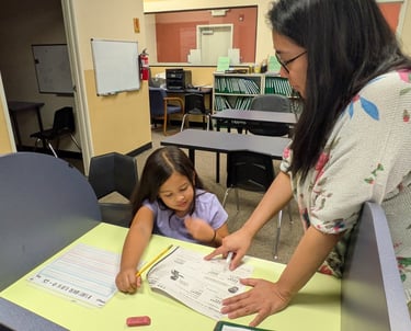1 to 1 individual tutoring session for younger students from K-3rd grade in Elk Grove