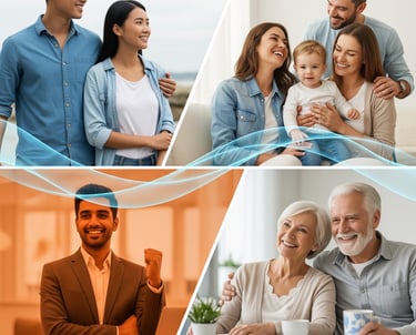 Collage de imagenes de personas en diferentes étapas de vida