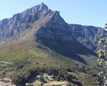 a flat-topped mountain seen from slightly below
