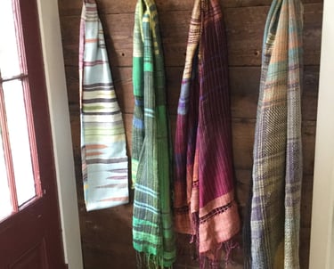 Handwoven scarves by Isa Stead