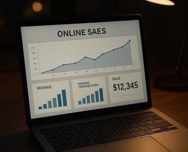 Dashboard-vendas-online-aberto-computador-com-gráficos -crescentes