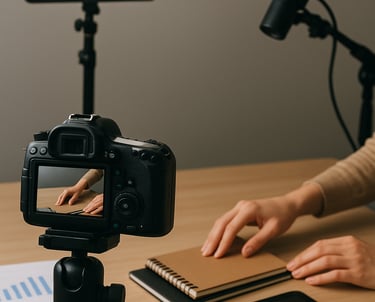 Setup-profissional-gravação-conteúdo-mostrando-apenas-mãos
