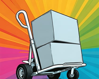 local moving dolly with boxes on top in a cartoon like image