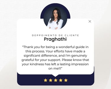 a woman's profile with a thank card