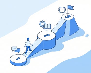 Parcours formation en 3 étapes - diagnostic, apprentissage et autonomie
