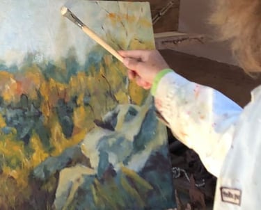 sybille ingold peintre dans son atelier de fontainebleau