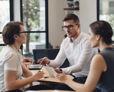 A tall building features a large advertisement promoting rental opportunities. The lower part of the scene includes playground equipment and a parked white van. The sky above is partly cloudy, creating a contrast with the building.