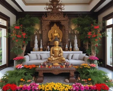 A group of people engaged in a spiritual or meditative practice, sitting in a row with hands raised in prayer or meditation gestures. The setting appears to be outdoors with a natural backdrop and metal fencing. The atmosphere is serene and focused.