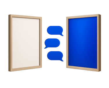 two empty frames with speech bubbles on them