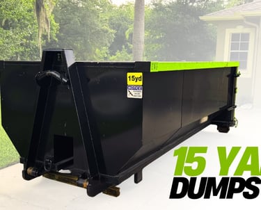 a black dumpster with the words 15 yard yard dumpster