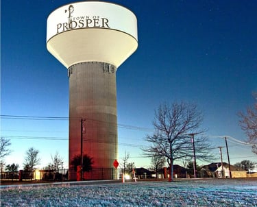 water tower in Prosper, TX