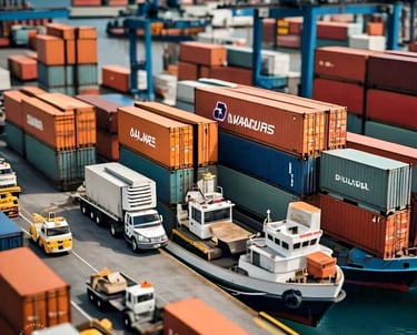 Logistics Pictures, containers, boats 