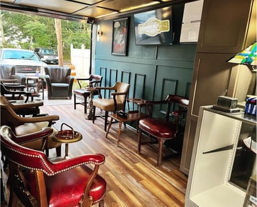 Internal view of our Cigar Haven mobile cigar lounge.