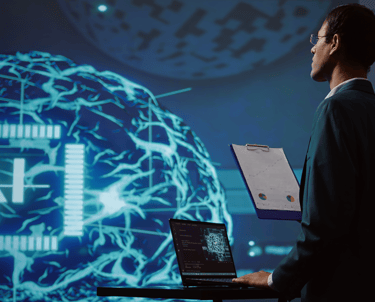 Imagen que representa la colaboración entre profesionales y la inteligencia artificial
