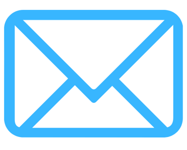 a blue and white envelope with a blue envelope