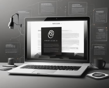 A developer coding on a laptop with a modern workspace background.