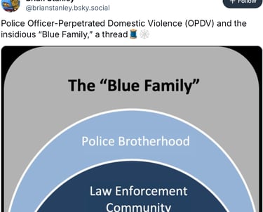A screenshot of a blue sky post discussing "the Blue Family" concept