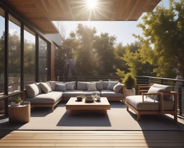 A beautifully finished timber deck with a privacy fence.