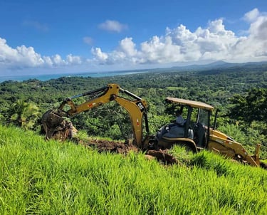 Road mapping and site preparation to visualize panoramas of Samaná Bay and Miches' landmarks.