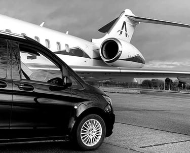 car next to an aiplane