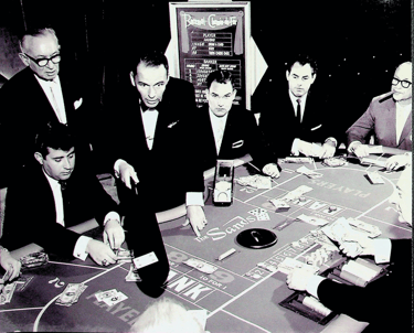 Frank Sinatra dealing baccarat in Las Vegas