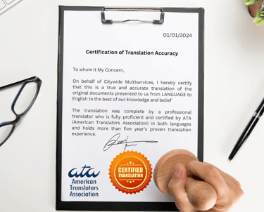 Certified Translation services