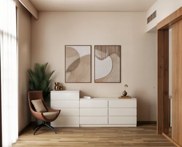 Luxury bedroom lounge corner with armchair in Dubai villa