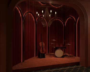 Luxury lounge stage design Dubai hospitality interior