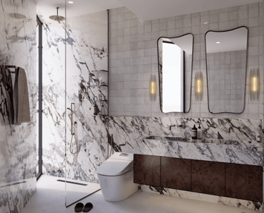 Luxury bathroom with Calacatta Viola marble Dubai