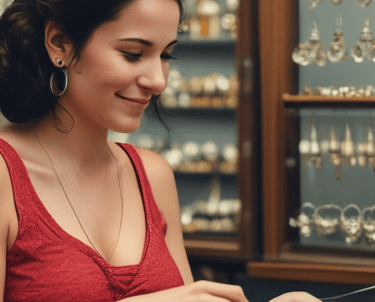 Mujer eligiendo jhoyas dentro de lña joyería