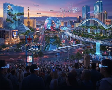 a large group of people standing in front of a cityscapeople