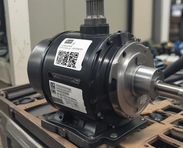 A technician scanning a QR code on industrial equipment for maintenance tracking.