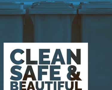 Public-sector social media design highlighting cleanliness and neighborhood pride through bold typography.