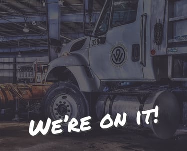 Public-sector social post highlighting snow response readiness with Public Works equipment imagery.