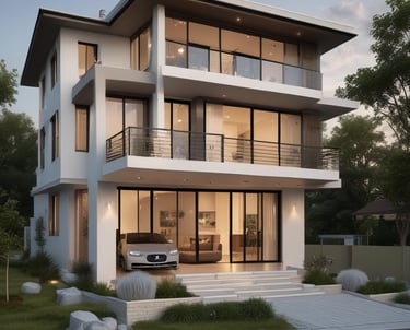 A welcoming family standing in front of their new home with a 'Sold' sign.