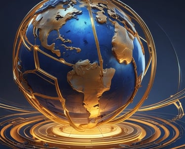 A high-tech map showing interconnected global assets and resources.