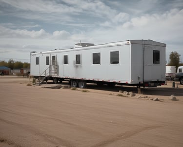 Technician performing onsite trailer cleaning and maintenance in an industrial setting.