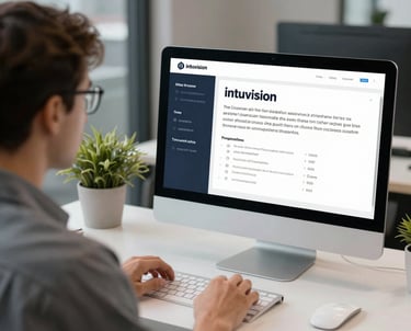 A team of consultants collaborating over data dashboards in a sleek, modern office space.