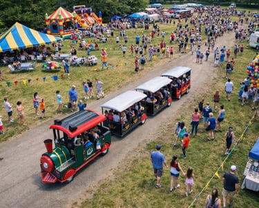 trackless train at festival